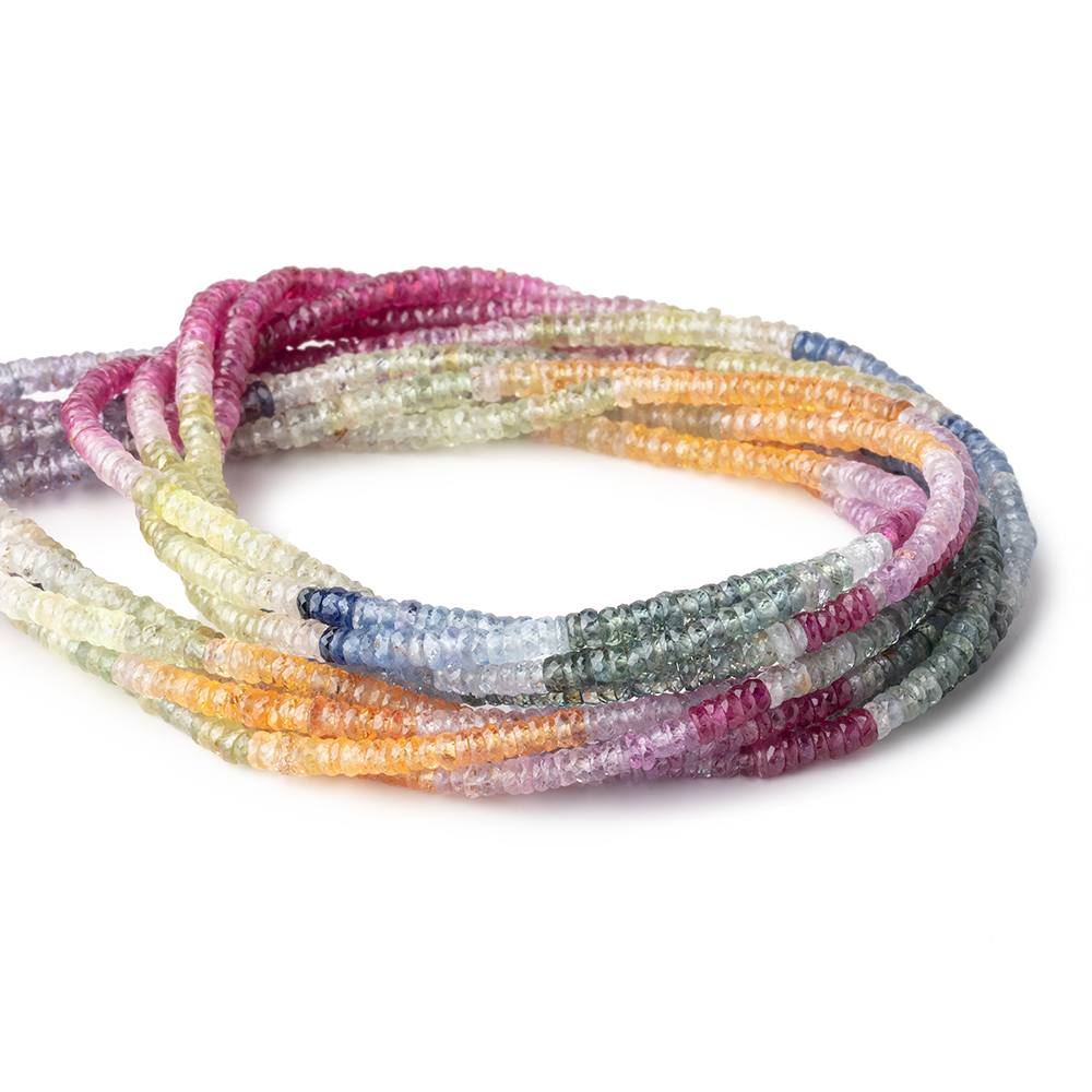 3mm Ruby & Fancy Sapphire Faceted Heshi Beads 18 inch 380 pieces AA