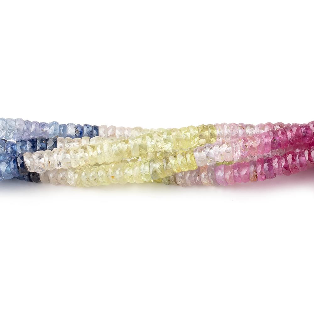 3mm Ruby & Fancy Sapphire Faceted Heshi Beads 18 inch 380 pieces AA