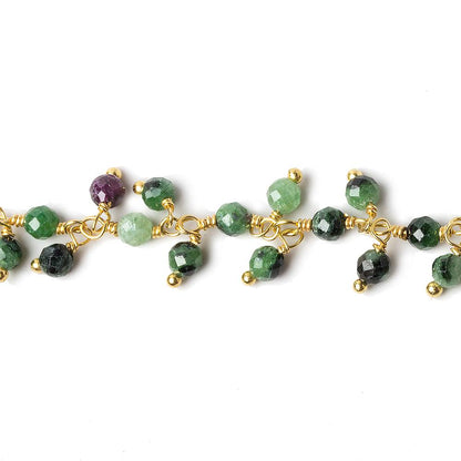 3mm Ruby in Zoisite micro-faceted round Gold Dangling Chain by the foot