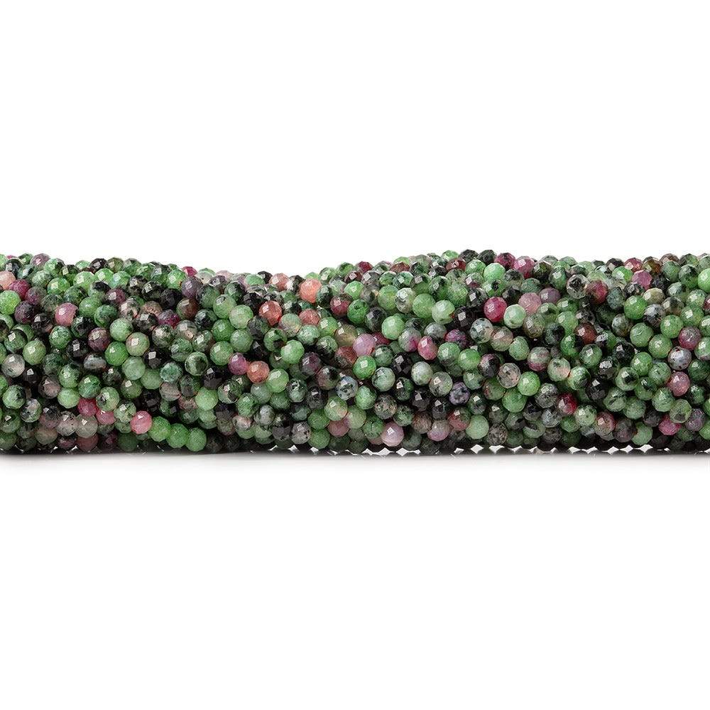 3mm Ruby & Zoisite micro faceted round beads 13 inch 130 pieces