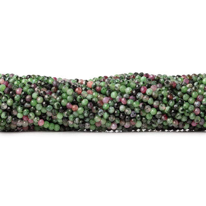 3mm Ruby & Zoisite micro faceted round beads 13 inch 130 pieces