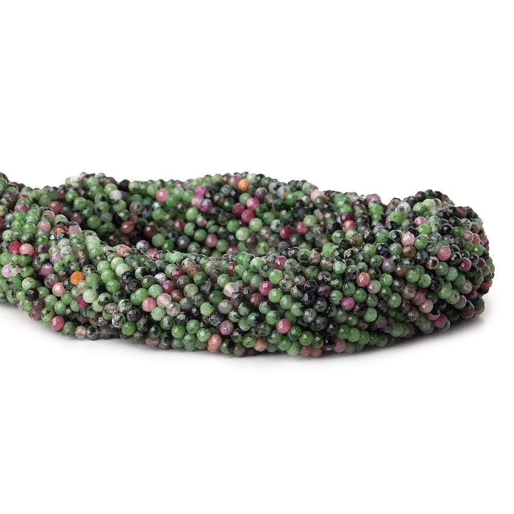 3mm Ruby & Zoisite micro faceted round beads 13 inch 130 pieces