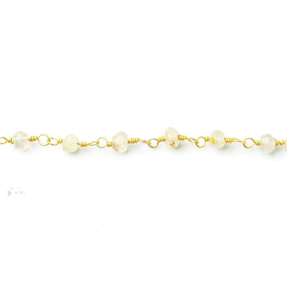 3mm Rutilated Quartz Gold Chain by the foot