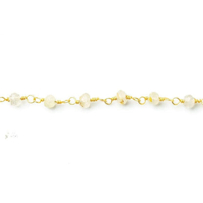 3mm Rutilated Quartz Gold Chain by the foot
