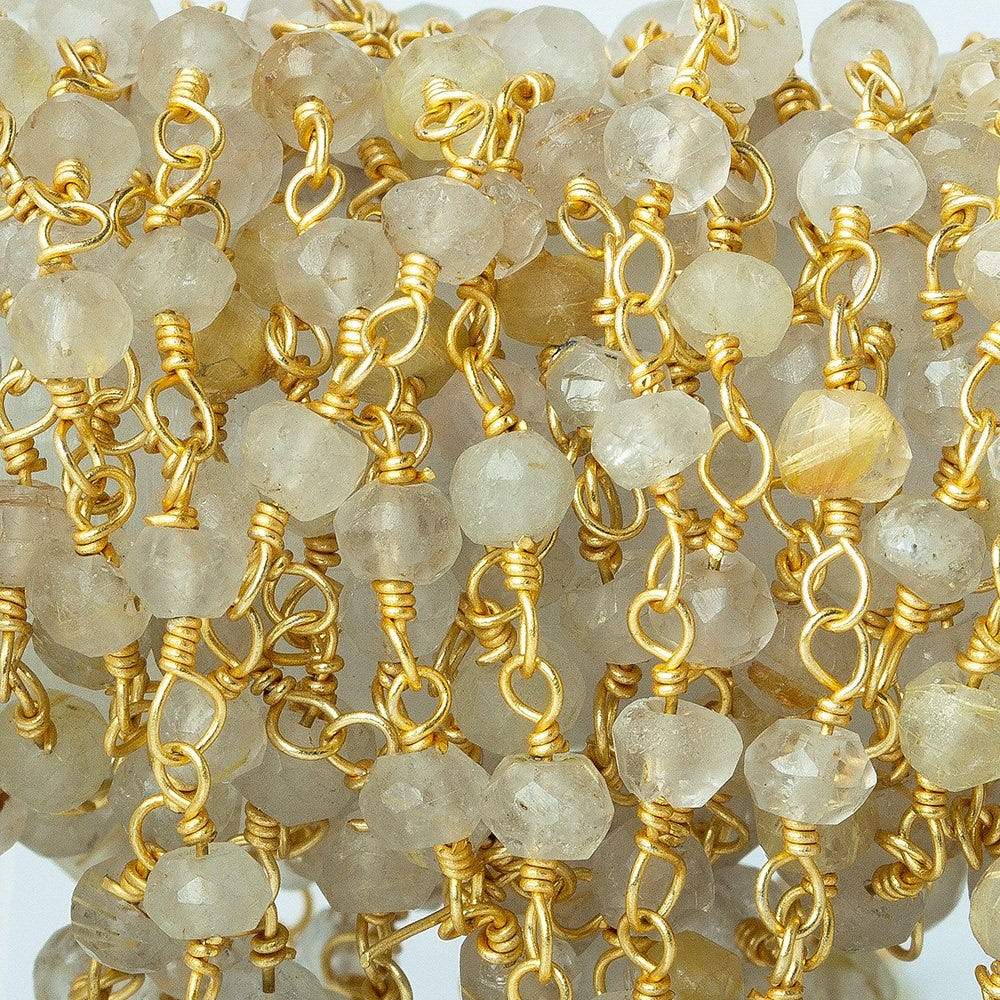 3mm Rutilated Quartz Gold Chain by the foot