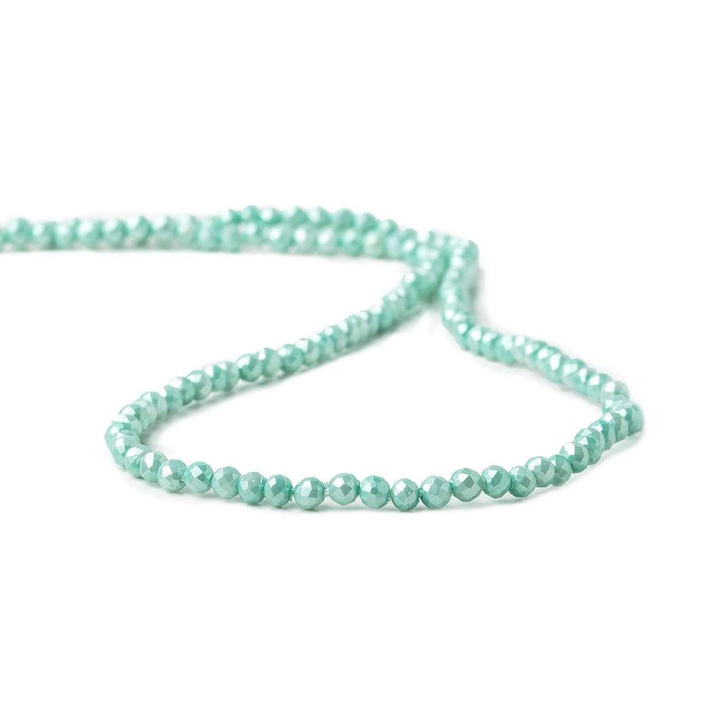 3mm Sea Aqua Shell Pearl micro faceted round beads 13 inch 133 pieces