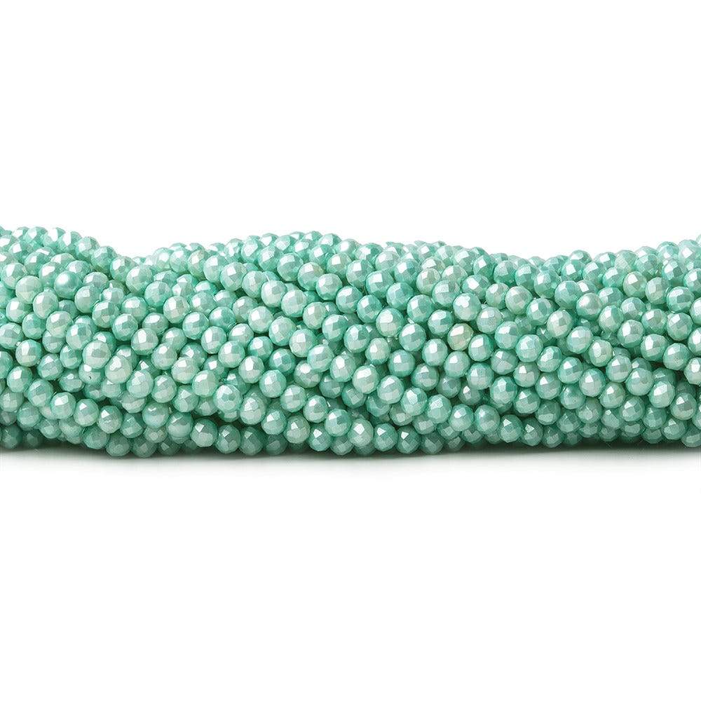 3mm Sea Aqua Shell Pearl micro faceted round beads 13 inch 133 pieces