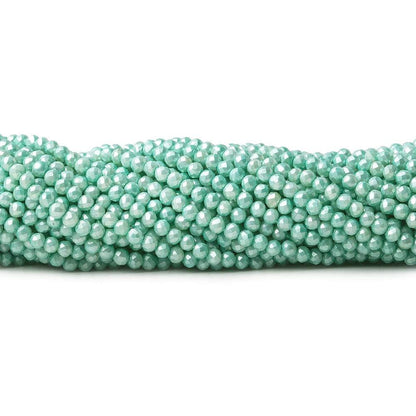3mm Sea Aqua Shell Pearl micro faceted round beads 13 inch 133 pieces