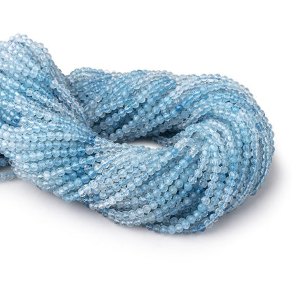 3mm Shaded Aquamarine Micro Faceted Round Beads 12.25 inch 106 pieces