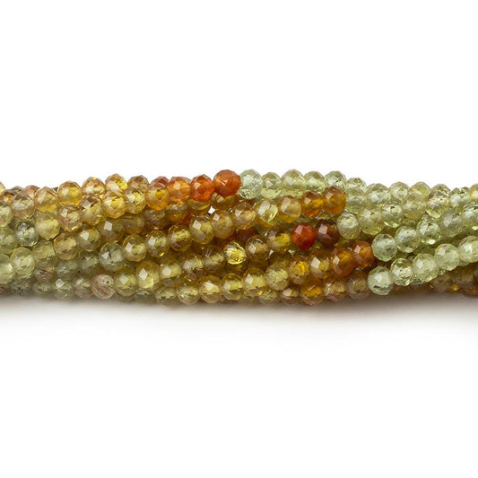 3mm Shaded Grossular Garnet micro faceted rondelles 12.5 inch 130 beads AAA