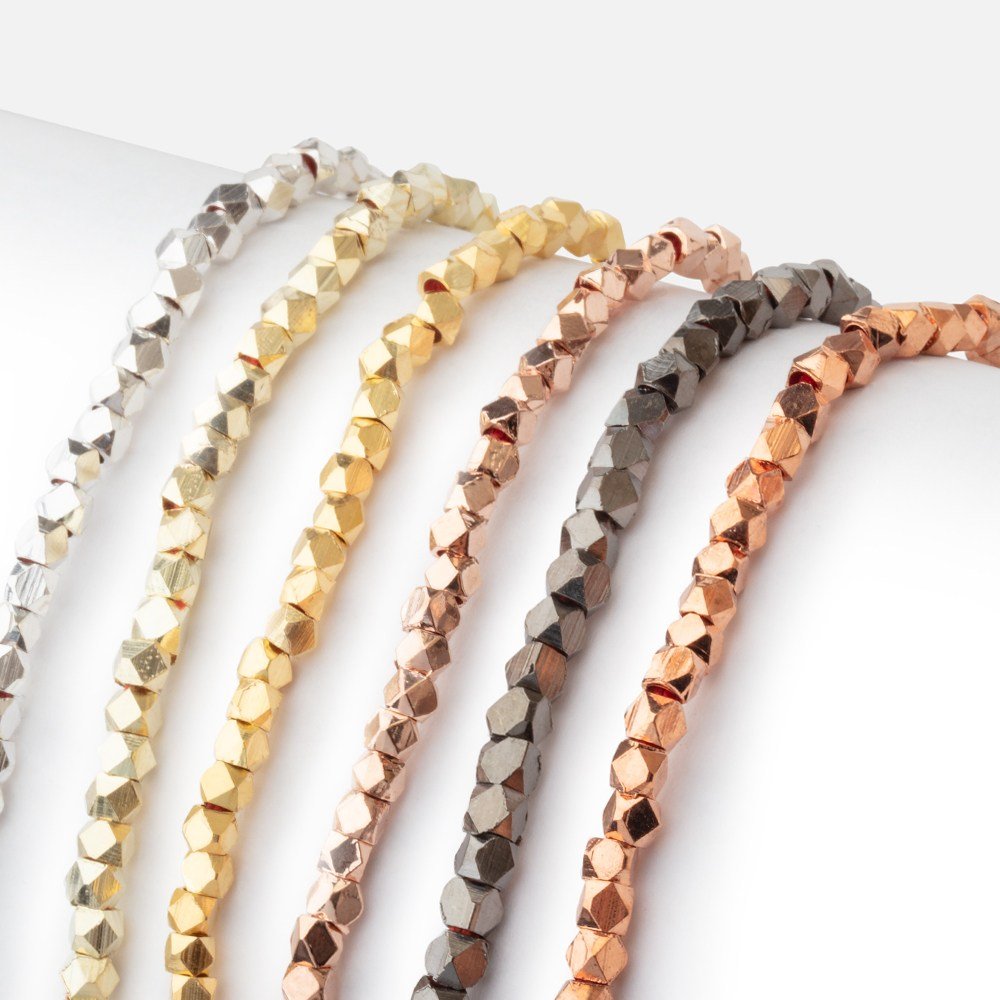 3mm Shiny Faceted Nugget Beads 8 inch 68 pieces