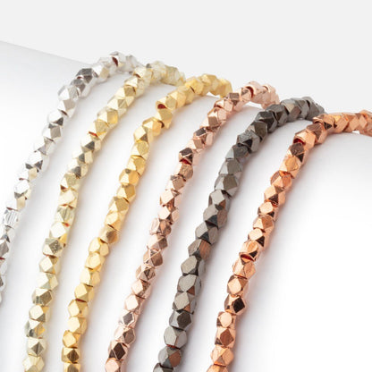 3mm Shiny Faceted Nugget Beads 8 inch 68 pieces