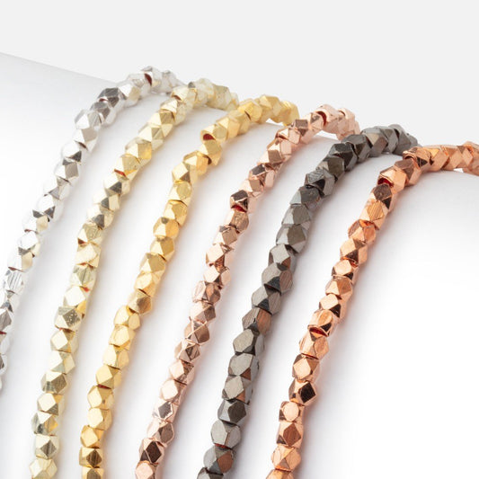 3mm Shiny Faceted Nugget Beads 8 inch 68 pieces