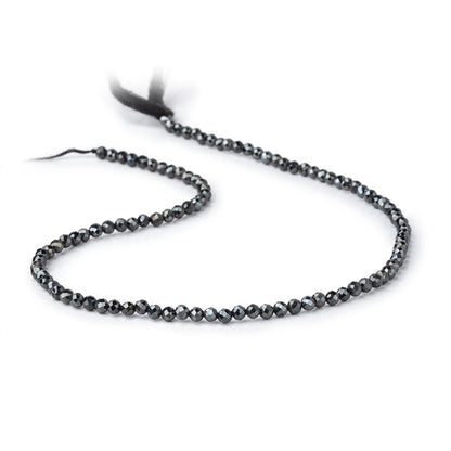 3mm Silver Metallic Black Spinel Micro faceted rounds 13 inch 128 beads