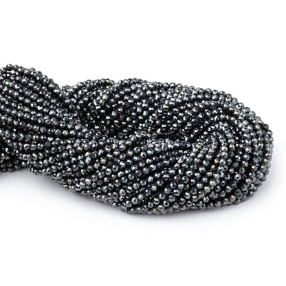 3mm Silver Metallic Black Spinel Micro faceted rounds 13 inch 128 beads