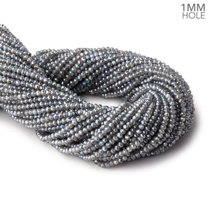 3mm Silver Metallic Labradorite MicroFaceted rondelles 1mm drill hole 140 beads AAA