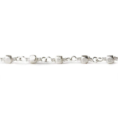 3mm Silver plated Brushed Cube Silver plated Chain by the foot