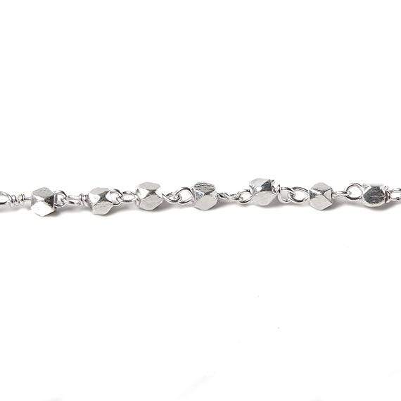 3mm Silver plated brushed nugget Silver plated Chain by the foot