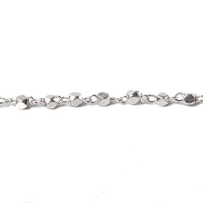 3mm Silver plated brushed nugget Silver plated Chain by the foot