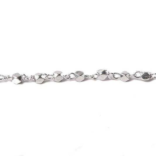 3mm Silver plated brushed nugget Silver plated Chain by the foot