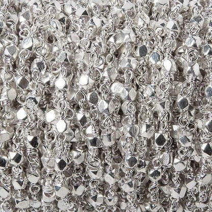 3mm Silver plated brushed nugget Silver plated Chain by the foot