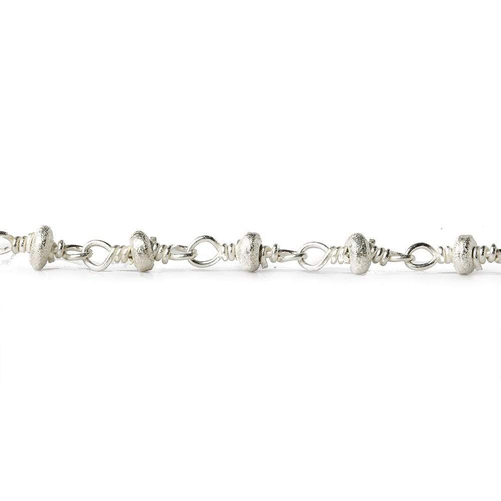 3mm Silver plated Brushed Rondelle Silver plated Chain by the foot