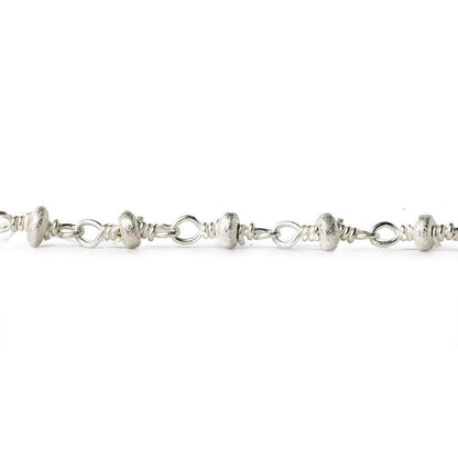 3mm Silver plated Brushed Rondelle Silver plated Chain by the foot