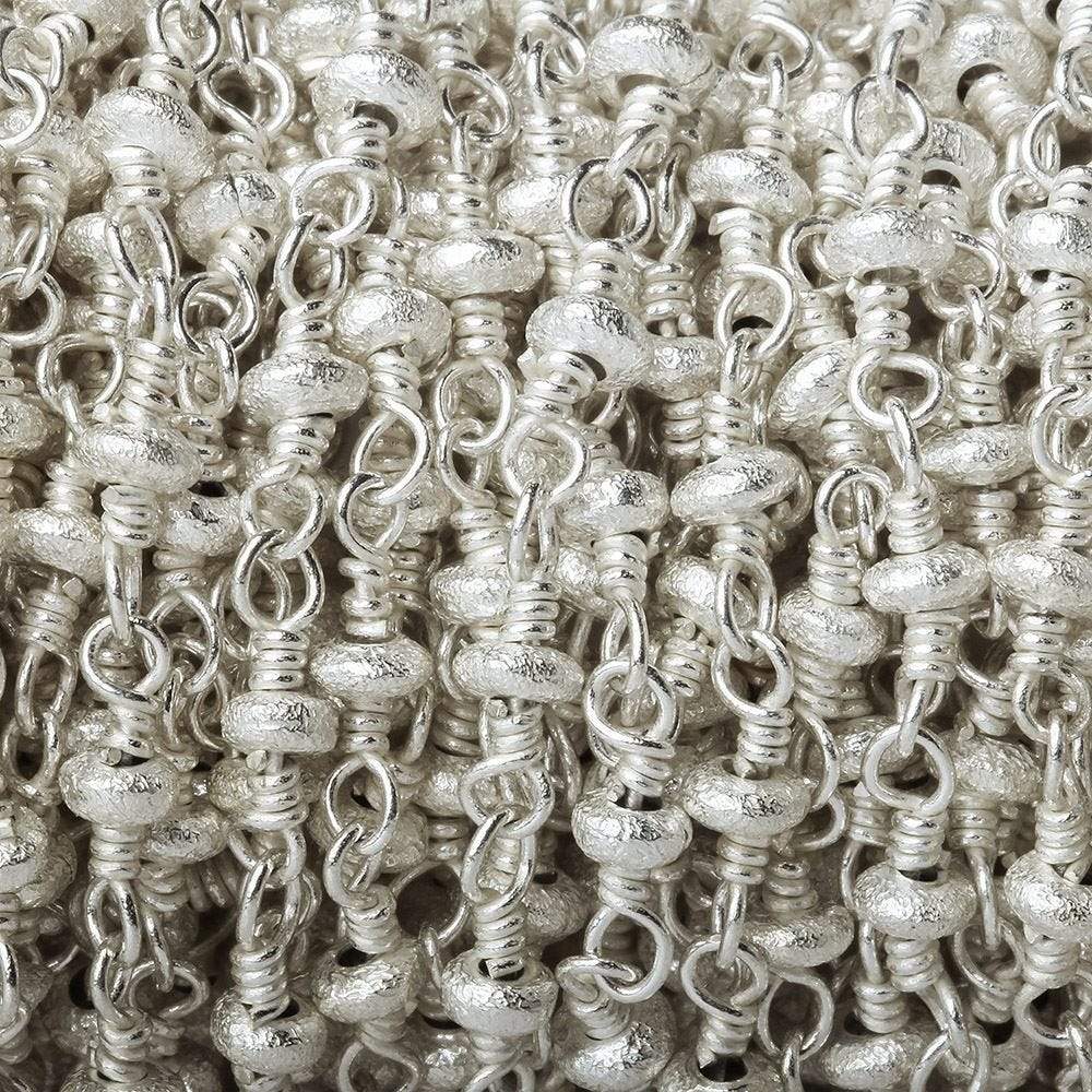 3mm Silver plated Brushed Rondelle Silver plated Chain by the foot