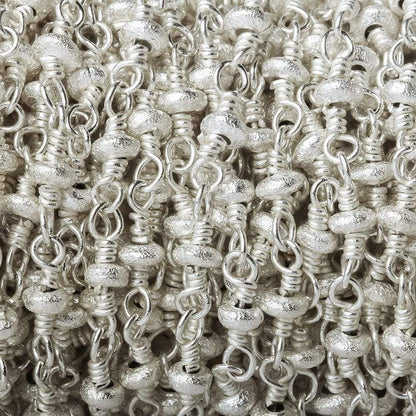 3mm Silver plated Brushed Rondelle Silver plated Chain by the foot