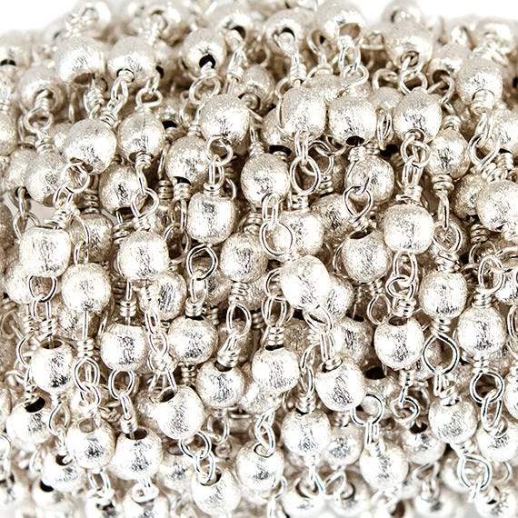 3mm Silver plated Brushed Round Silver plated Chain by the foot