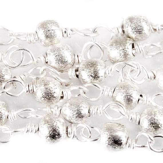 3mm Silver plated Brushed Round Silver plated Chain by the foot