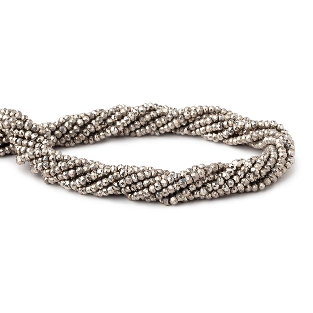 3mm Silver plated Pyrite faceted rondelle beads 13 inch 161 pieces