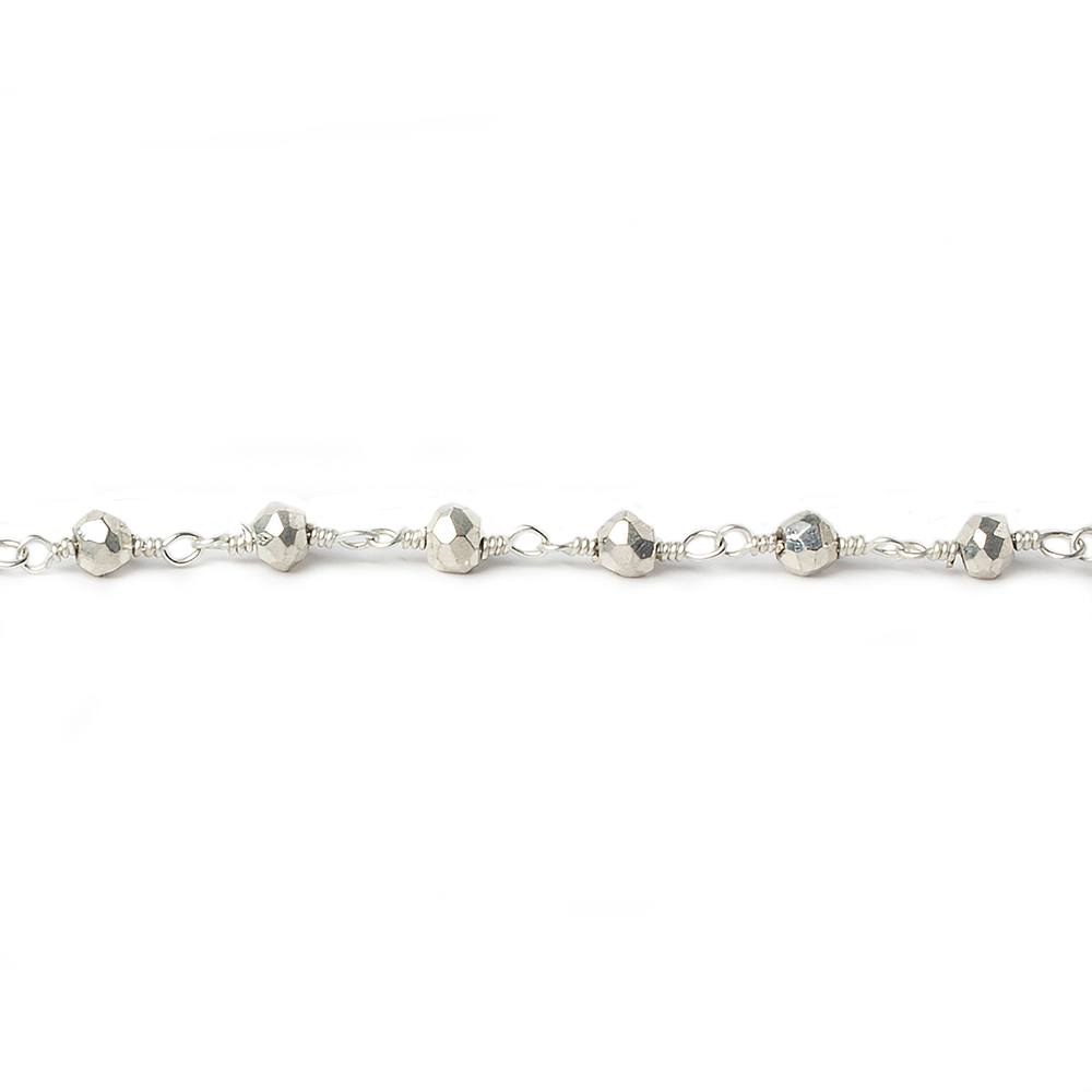 3mm Silver plated Pyrite Silver plated Chain by the foot