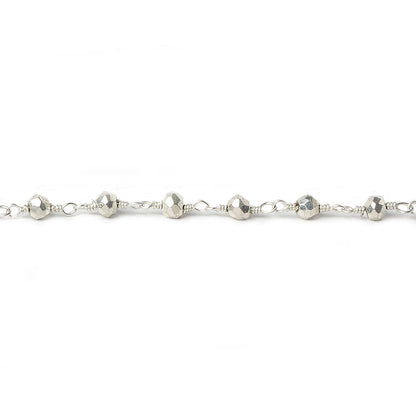 3mm Silver plated Pyrite Silver plated Chain by the foot