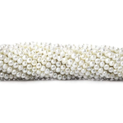 3mm Snow White Shell Pearl micro faceted round beads 13 inch 133 pieces