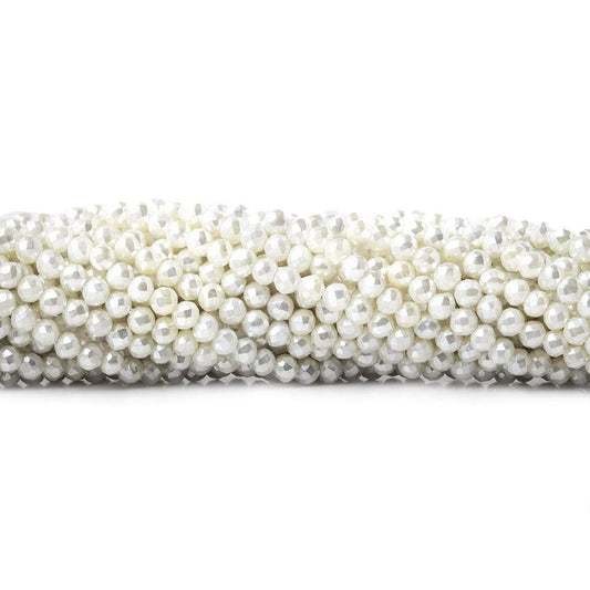 3mm Snow White Shell Pearl micro faceted round beads 13 inch 133 pieces