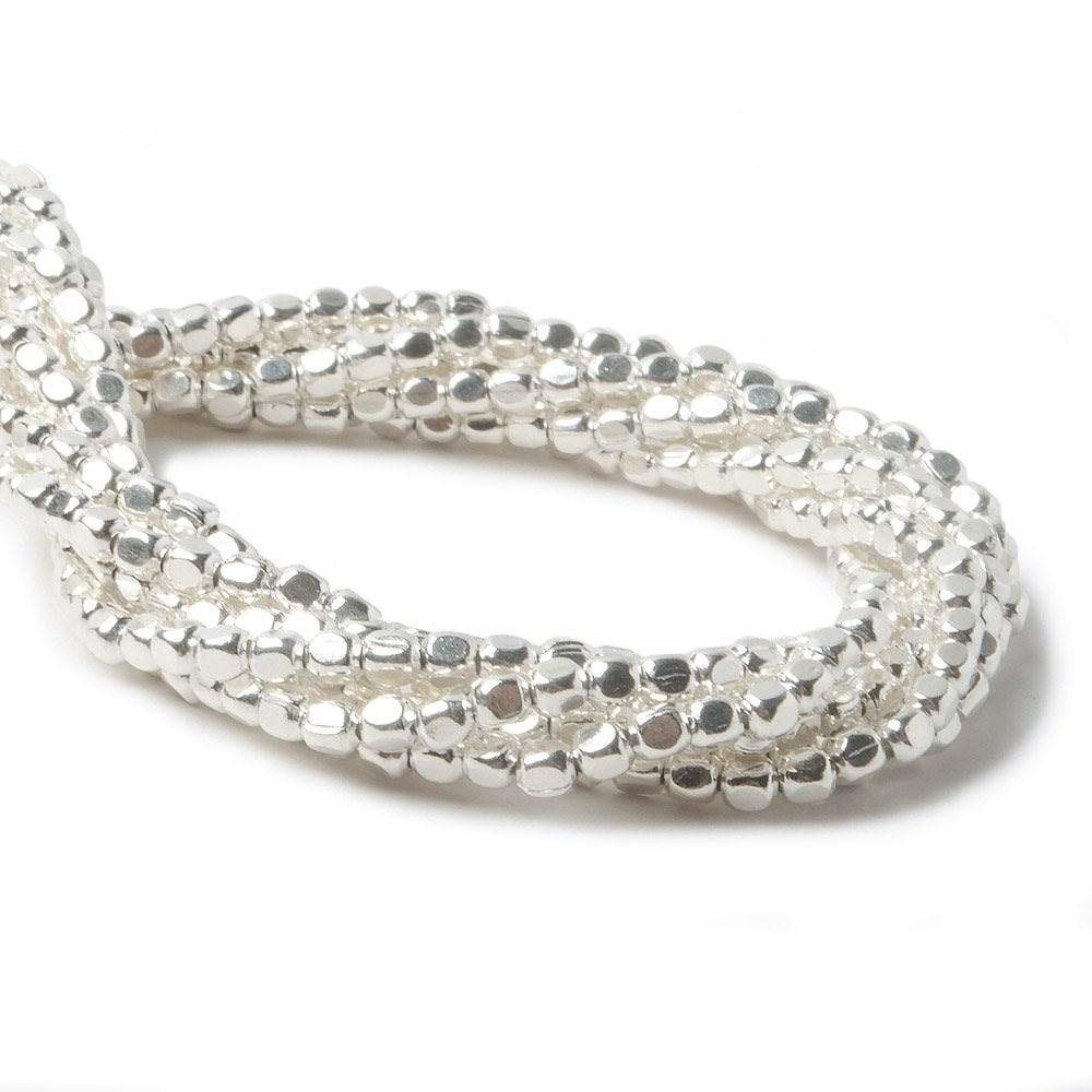 3mm Sterling Silver Plain Cube 8 inch 65 beads
