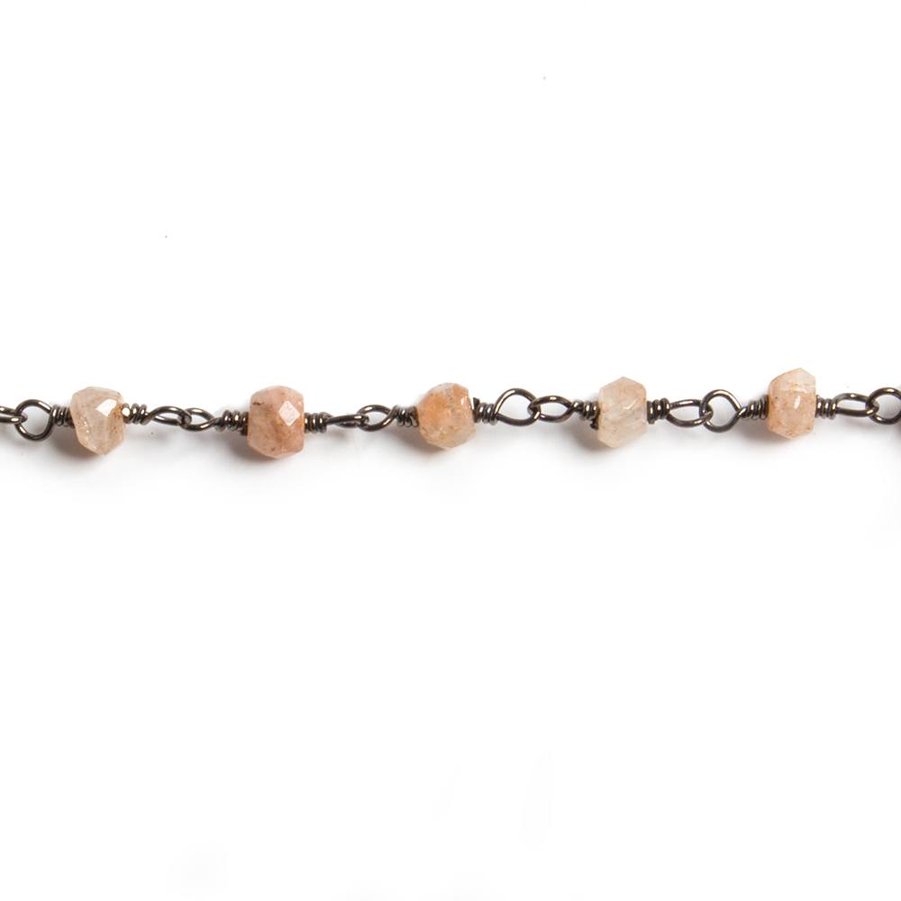 3mm Sunstone faceted rondelle Black Gold Chain by the foot 36 pieces