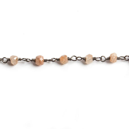 3mm Sunstone faceted rondelle Black Gold Chain by the foot 36 pieces