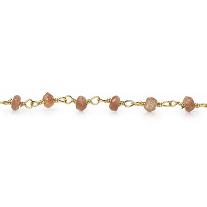 3mm Sunstone faceted rondelle Gold Chain by the foot 40 pieces