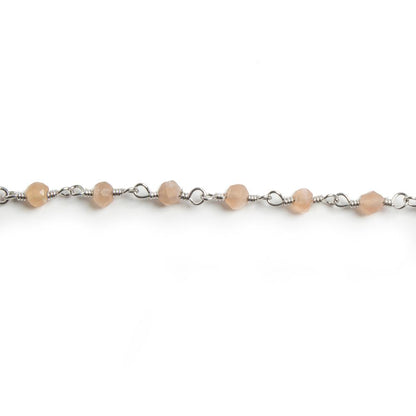 3mm Sunstone faceted rondelle Silver Chain by the foot 36 pieces