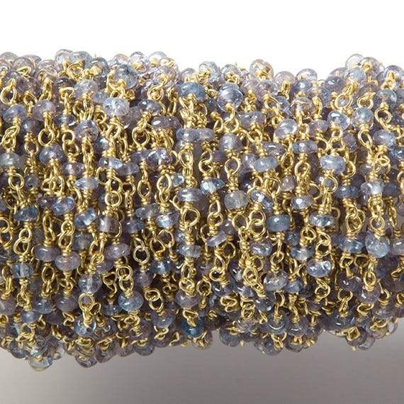 3mm Tanzanite Plain Rondelle Vermeil Chain by the foot