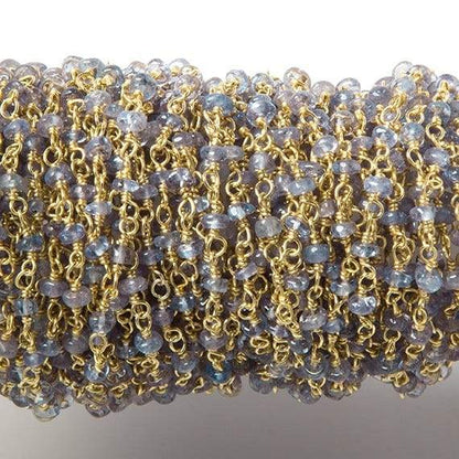 3mm Tanzanite Plain Rondelle Vermeil Chain by the foot