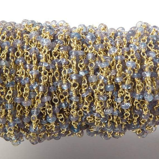 3mm Tanzanite Plain Rondelle Vermeil Chain by the foot