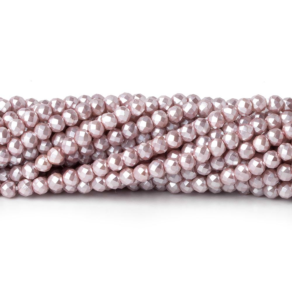 3mm Teal Rose Shell Pearl micro faceted round beads 13 inch 133 pieces