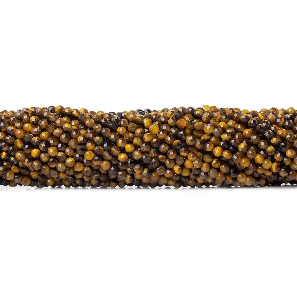 3mm Tiger's Eye microfaceted round beads 13 inch 115 pieces