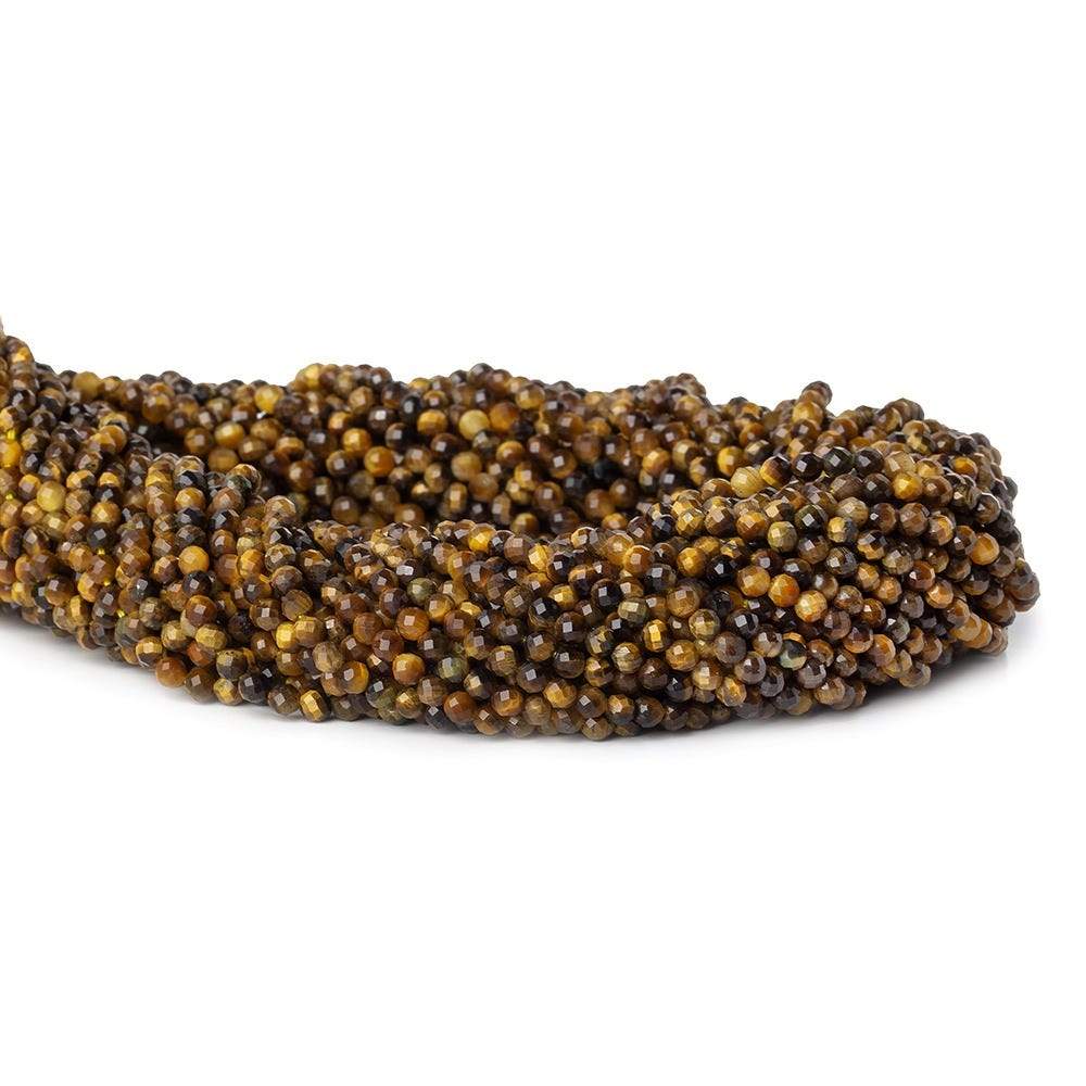 3mm Tiger's Eye microfaceted round beads 13 inch 115 pieces