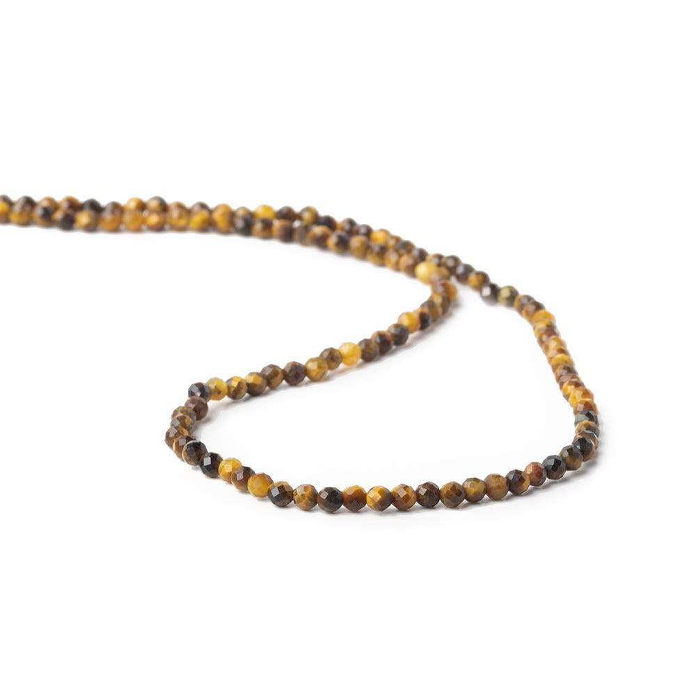 3mm Tiger's Eye microfaceted round beads 13 inch 115 pieces