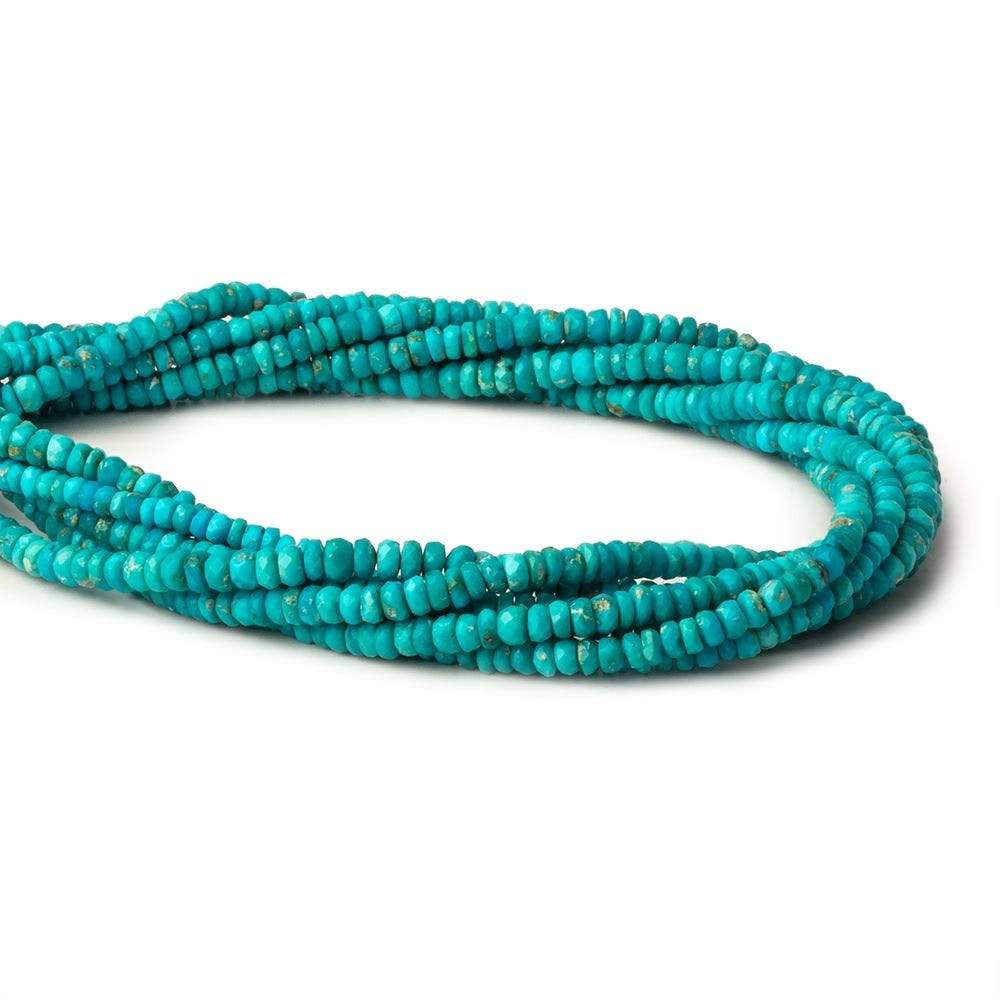 3mm Turquoise Faceted Rondelles 16 inch 215 beads