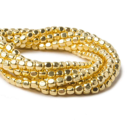 3mm Vermeil Plain Cube 8 inch 65 beads